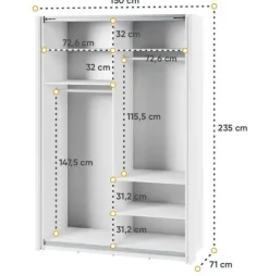 Szafa przesuwna z lustrem 150 cm Lenart Maxi MX-02