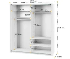 Szafa przesuwna z lustrem 200 cm Lenart Maxi MX-04