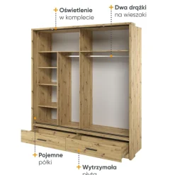 Szafa przesuwna z lustrem Lenart Arti AR-05 dąb artisan