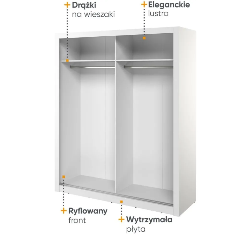 Szafa ryflowana z lustrem Lenart Arti AR-28P