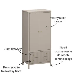 Szafa ryflowana z szufladami kolor taupe KLEO KL-08
