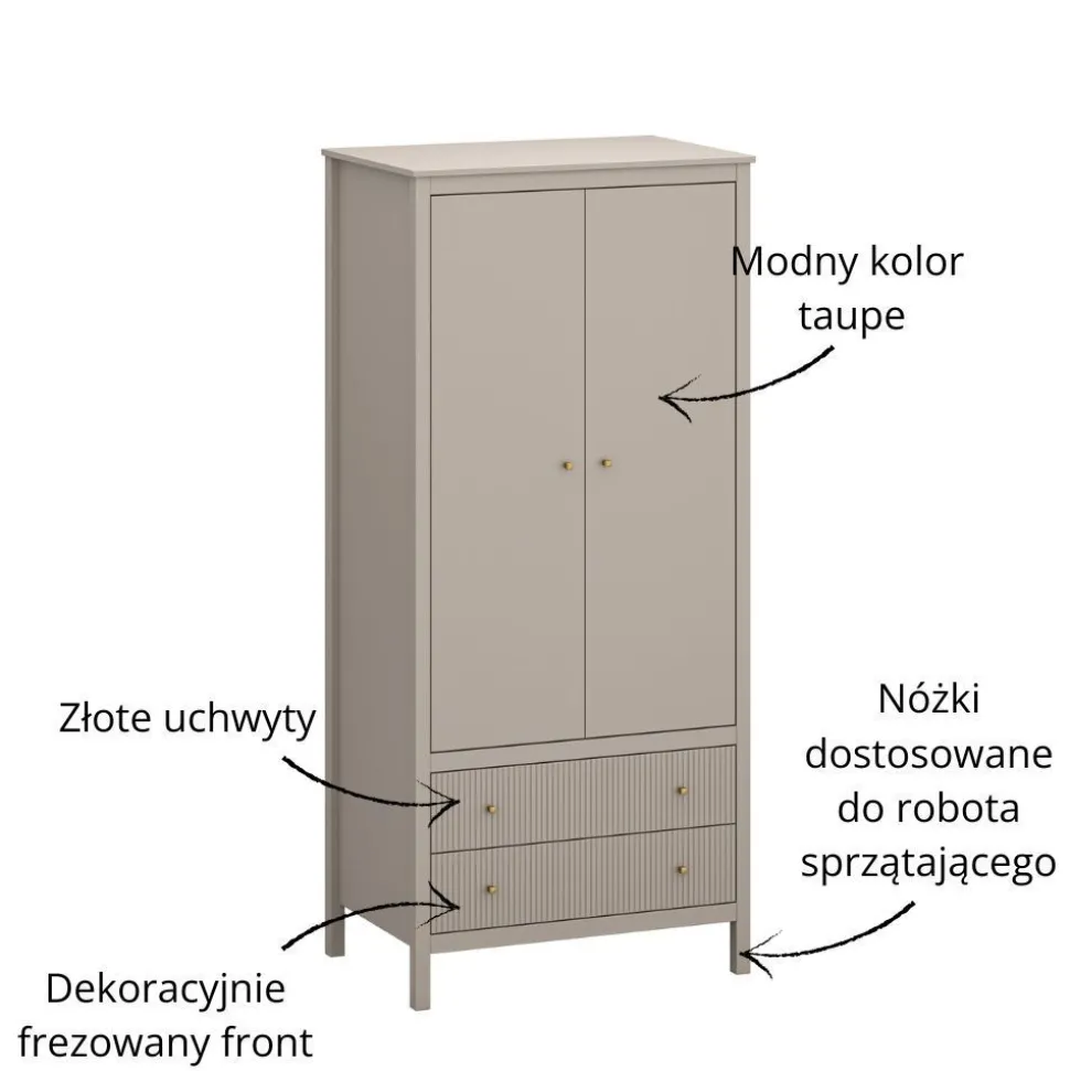 Szafa ryflowana z szufladami kolor taupe KLEO KL-08