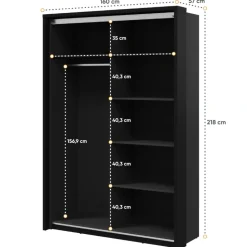 Szafa z lustrem Arti AR-21 Lenart czarny / dąb artisan