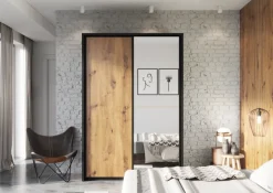 Szafa z lustrem Arti AR-21 Lenart czarny / dąb artisan