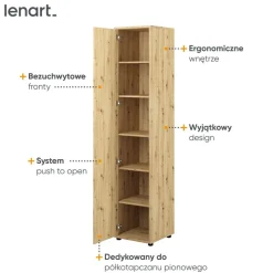 SZAFA Z PÓŁKAMI BC-21 DO PÓŁKOTAPCZANU BED CONCEPT DĄB ARTISAN Lenart