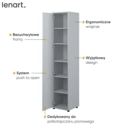 SZAFA Z PÓŁKAMI BC-21 DO PÓŁKOTAPCZANU BED CONCEPT SZARA Lenart