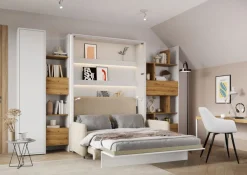 SZAFA Z PÓŁKAMI BC-21 DO PÓŁKOTAPCZANU BED CONCEPT BIAŁA POŁYSK Lenart