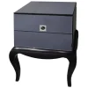 Szafka nocna Bresso glamour czarne lustrzane elementy na drewnianych nóżkach 55/45/62 cm