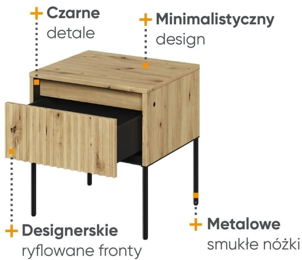 Szafka nocna do sypialni Lenart Trend TR-10 dąb artisan