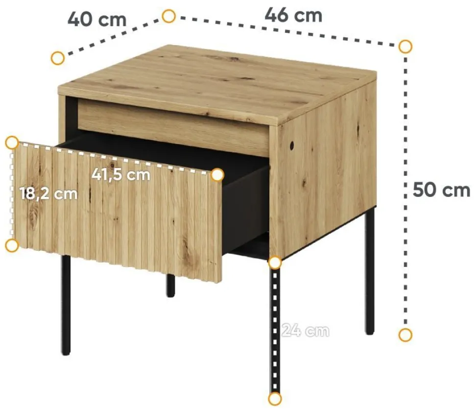 Szafka nocna do sypialni Lenart Trend TR-10 dąb artisan