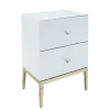 Szafka nocna Milan 50/40/66cm z białego szkła na złotych nóżkach