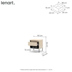 Szafka nocna z LED do sypialni Lenart TREND TS-10 Beż piaskowy + czarny