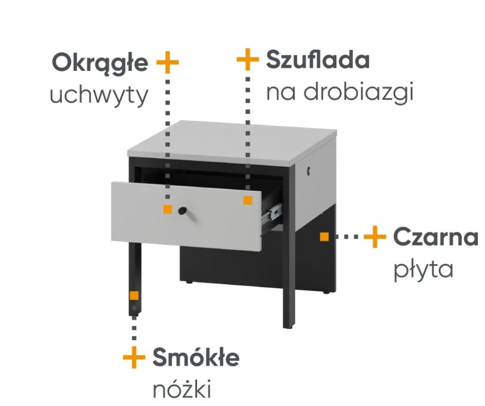 Szafka nocna z szufladą szara Lenart Gris GS-05
