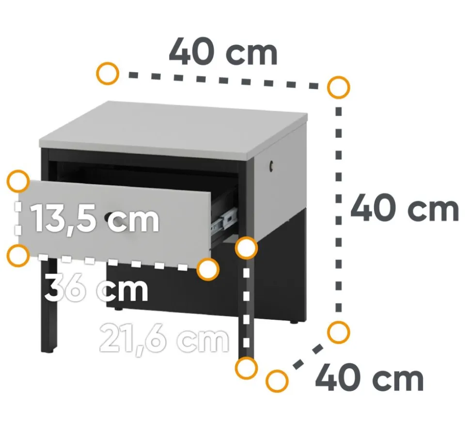Szafka nocna z szufladą szara Lenart Gris GS-05
