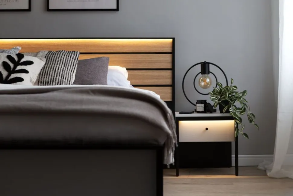 Szafka nocna z szufladą szara Lenart Gris GS-05