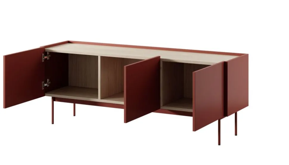 Szafka RTV do salonu Colour ceramiczny czerwony