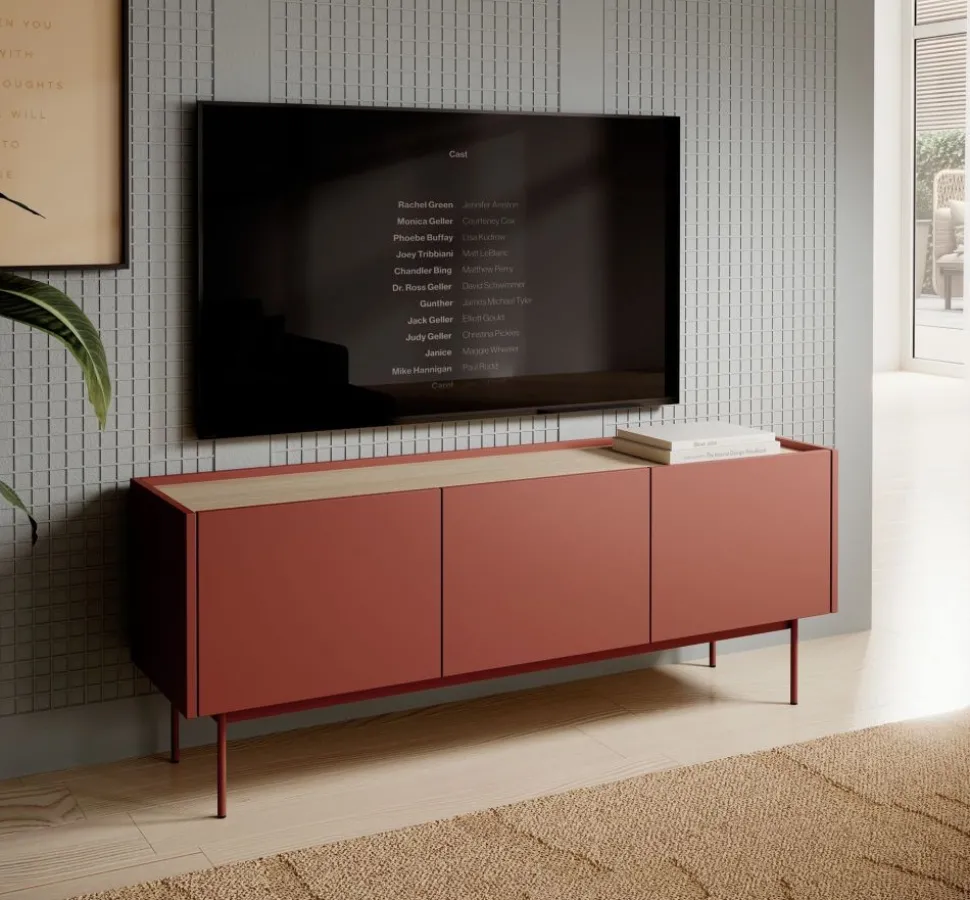 Szafka RTV do salonu Colour ceramiczny czerwony