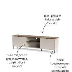 Szafka RTV do salonu EVO 2D/180 cm kaszmir / dąb castello EO-03