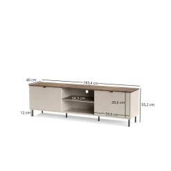 Szafka RTV do salonu EVO 2D/180 cm kaszmir / dąb castello EO-03