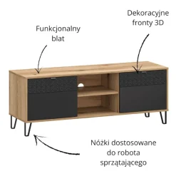 Szafka RTV iz czrnymi ryflowanymi frontami Bellano 2D