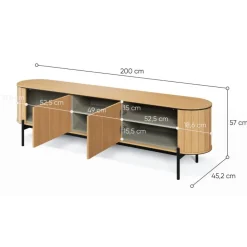 Szafka RTV półokrągła 200 cm Rotto RT-06 dąb vincenza/eukaliptus