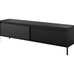 Szafka RTV ryflowana z szafkami 187 cm Senso 2d czarna