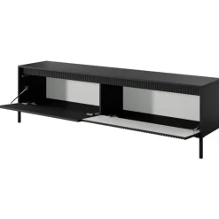 Szafka RTV ryflowana z szafkami 187 cm Senso 2d czarna