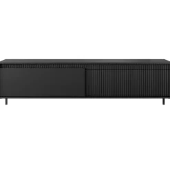 Szafka RTV ryflowana z szafkami 187 cm Senso 2d czarna