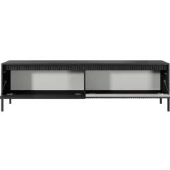 Szafka RTV ryflowana z szafkami 187 cm Senso 2d czarna