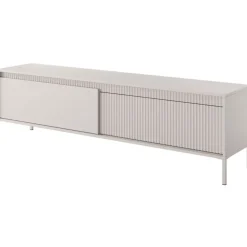 Szafka RTV ryflowana z szafkami 187 cm Senso 2d beżowa