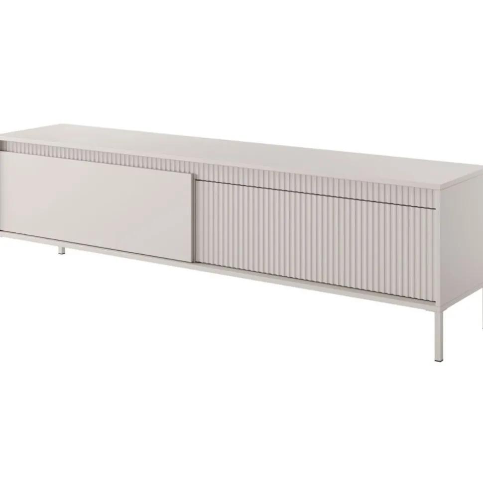 Szafka RTV ryflowana z szafkami 187 cm Senso 2d beżowa