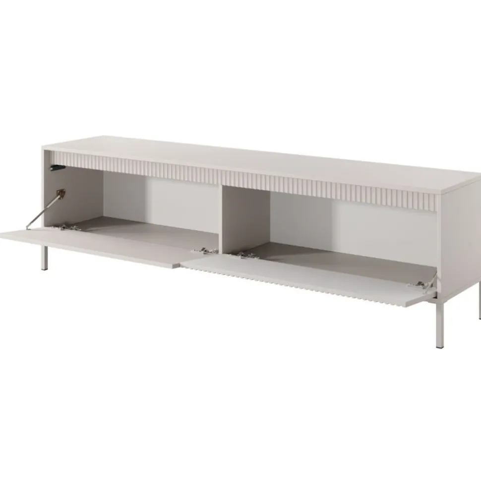 Szafka RTV ryflowana z szafkami 187 cm Senso 2d beżowa