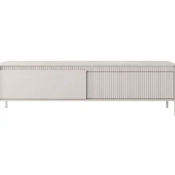 Szafka RTV ryflowana z szafkami 187 cm Senso 2d beżowa