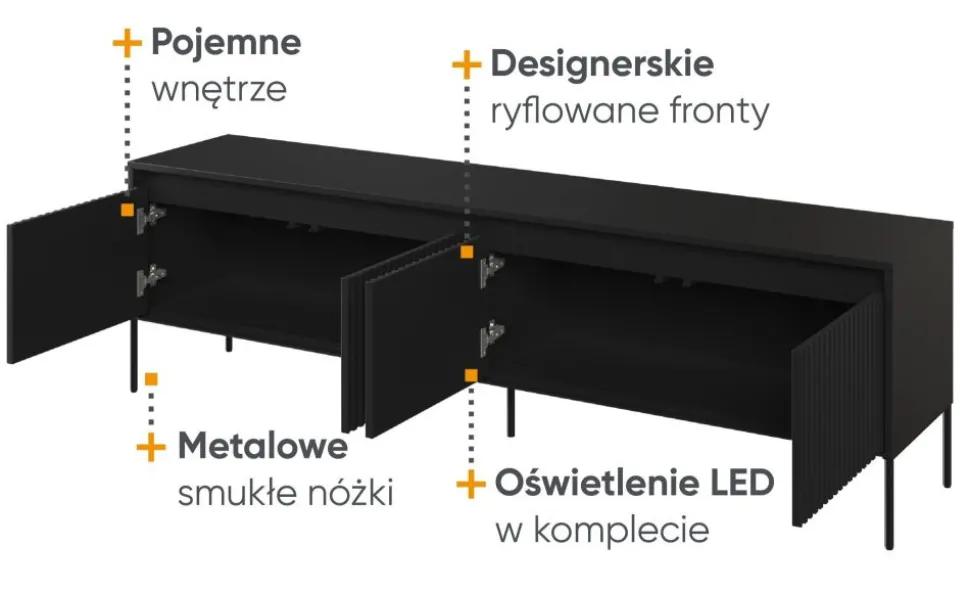 Szafka RTV z lamelami Lenart Trend TR-06 czarna