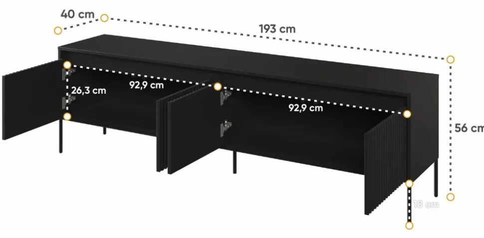Szafka RTV z lamelami Lenart Trend TR-06 czarna