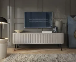 Szafka RTV z lamelowymi frontami Zova kaszmirowa