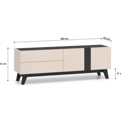 Szafka RTV z szufladami Freshion 05 cashmere/czarny - RTV2D2S