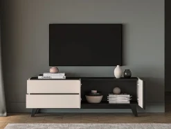 Szafka RTV z szufladami Freshion 05 cashmere/czarny - RTV2D2S