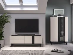 Szafka RTV z szufladami Freshion 05 cashmere/czarny - RTV2D2S