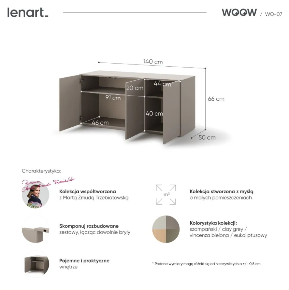 Szafka trzydrzwiowa WO-07 Lenart Woow clay gray