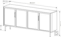 Szerok komoda Lumi 4D – dąb dunin / czerń z przeszklonymi frontami i oświetleniem LED