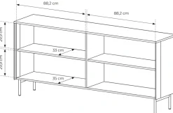Szerok komoda Lumi 4D – dąb dunin / czerń z przeszklonymi frontami i oświetleniem LED