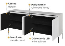 Szeroka komoda ryflowana  Lenart Trend TR-04 biała