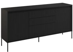 Szeroka komoda ryflowana Lenart Trend TR-01 czarna