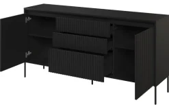 Szeroka komoda ryflowana  Lenart Trend TR-01 czarna