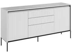 Szeroka komoda ryflowana Lenart Trend TR-01 biała