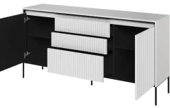 Szeroka komoda ryflowana  Lenart Trend TR-01 biała