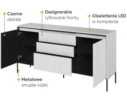 Szeroka komoda ryflowana  Lenart Trend TR-01 biała