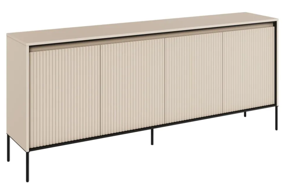 Szeroka komoda ryflowana Lenart Trend TR-04 beż piaskowy