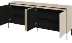 Szeroka komoda ryflowana  Lenart Trend TR-04 beż piaskowy